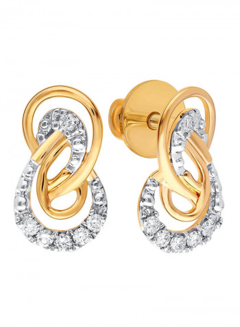18 Karat Yellow Gold 0.09 Carat Diamond Earring