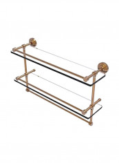 Gallery Double Towel Bar Glass Shelf Clear/Gold 22inch