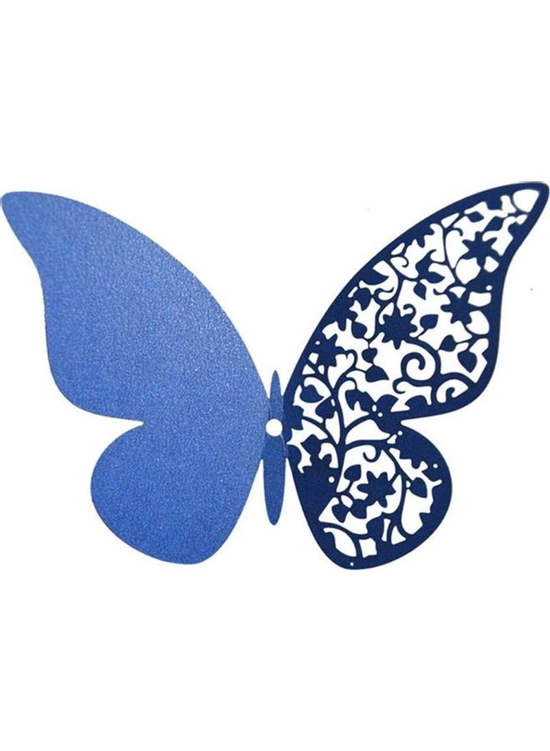 12-Piece Half Hollow 3D Butterfly Wall Sticker Blue