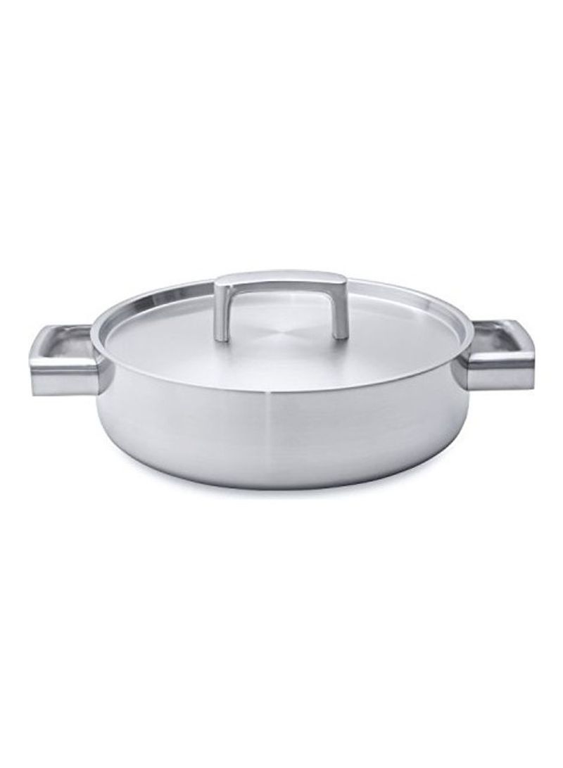Shallow Casserole With Lid Silver 32.5x26.5x8.9cm