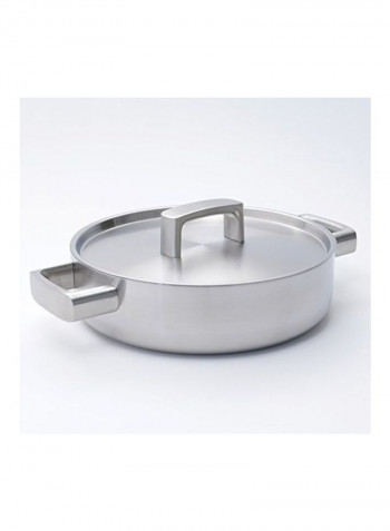 Shallow Casserole With Lid Silver 32.5x26.5x8.9cm