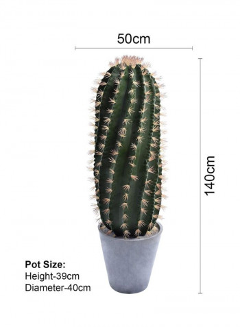 Artificial Cactus Plant With Stone Planter Green/Blue 140x50cm