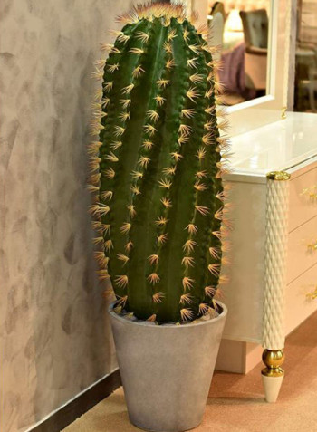 Artificial Cactus Plant With Stone Planter Green/Blue 140x50cm