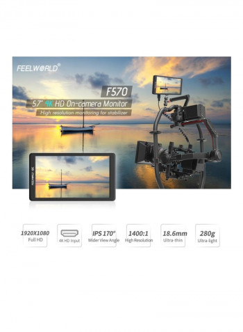 F570 4K Ultra-Thin On-Camera Field Monitor 148x82x18.6millimeter Black