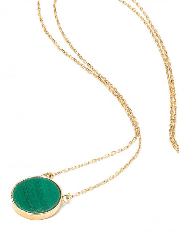 18 Karat Rose Gold Malachite Single Stone Necklace