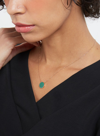 18 Karat Rose Gold Malachite Single Stone Necklace
