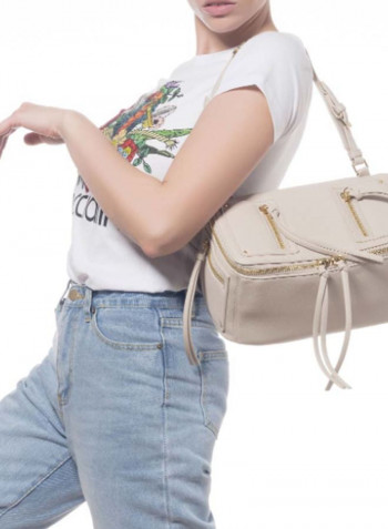 Ginger Logo Detail Strap Shoulder Bag Beige/Gold