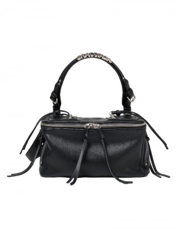 Ginger Logo Detail Strap Shoulder Bag Black/Silver