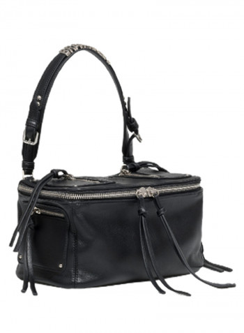 Ginger Logo Detail Strap Shoulder Bag Black/Silver
