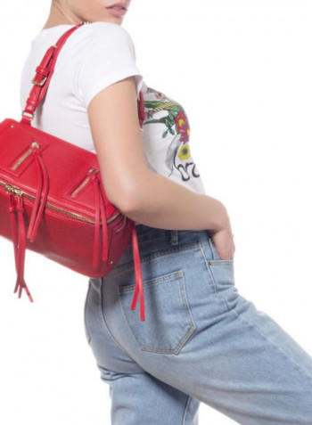 Ginger Logo Detail Strap Shoulder Bag Red/Gold