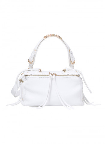 Ginger Logo Detail Strap Shoulder Bag White/Gold