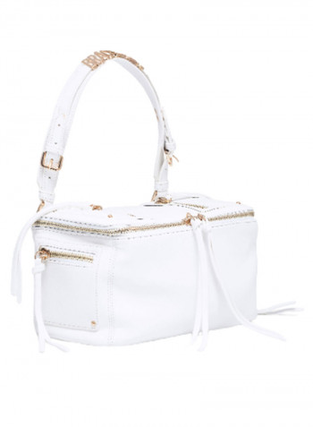 Ginger Logo Detail Strap Shoulder Bag White/Gold