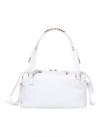 Ginger Logo Detail Strap Shoulder Bag White/Gold