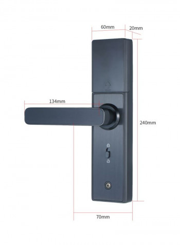 Fingerprint Security Door Lock Black 24x14.4x7centimeter