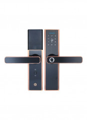 Fingerprint Security Door Lock Red Copper/Black 24x14.4x7centimeter