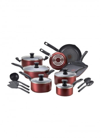 18-Piece Nonstick Cookware Set Red/Black