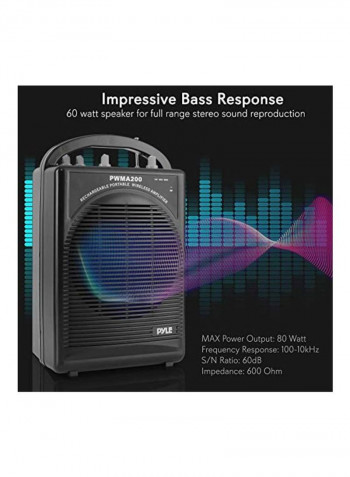 PA Speaker And Microphone System Kit PWMA200 Black