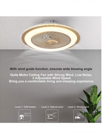 Modern Ceiling Fan Lamp With Remote Control Gold/White 60 x 27 x 60cm