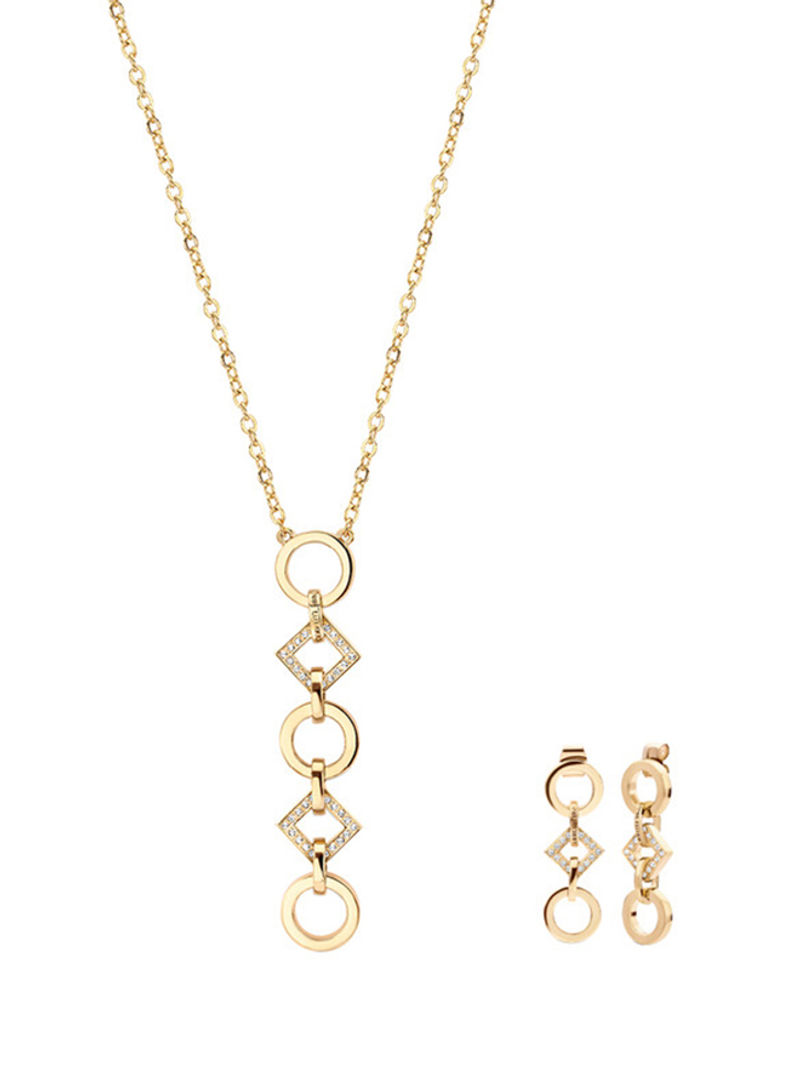 Necklace and Earrings Set Gold
