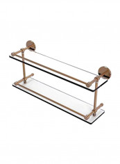 2-Tier Wall Mounted Glass Shelf Gold/Clear 22x5x8inch