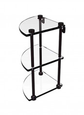 Three Tier Corner Glass Shelf Brown/Clear 8x8x15inch