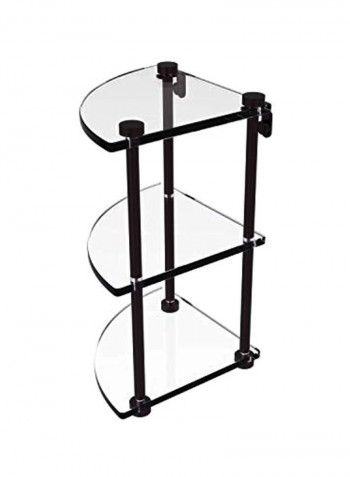 Three Tier Corner Glass Shelf Brown/Clear 8x8x15inch
