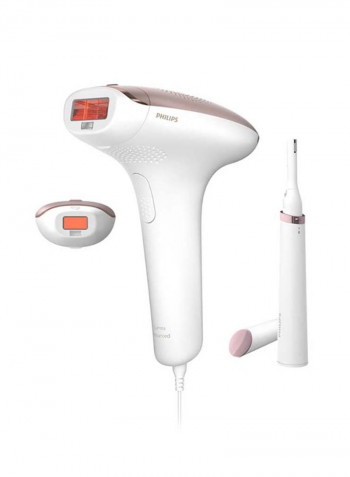 جهاز إزالة الشعر لوميا بتقنية الضوء النابض المكثف المتقدمة مع ماكينة صغيرة لتشذيب شعر الوجه بتصميم قلم أبيض/وردي ذهبي