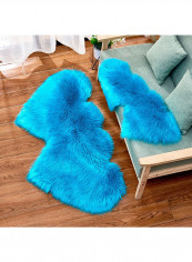 Heart Pattern Supple Plush Floor Rug Blue 90X180centimeter