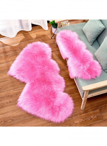 Soft Fluffy Heart Pattern Home Rug Pink 90x180centimeter
