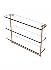 Wall Mounted Towel Bar With Triple Tier Shelf Gold/Clear 22inch