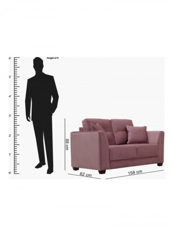 Wedge 2-Seater Sofa With Double Cushions Pink 88x158x82cm