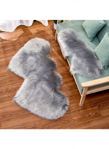 1-Piece Home Rug Heart Pattern Solid Color Supple Plush Floor Rug Grey 90X180centimeter