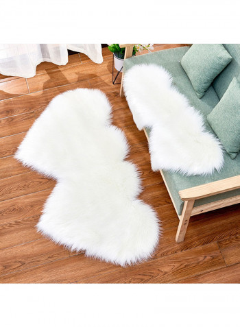 1-Piece Home Rug Heart Pattern Solid Color Supple Plush Floor Rug White 90X180centimeter