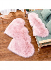 Heart Pattern Supple Plush Floor Rug Pink 90X180centimeter