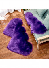 Heart Pattern Supple Plush Floor Rug Purple 90X180centimeter