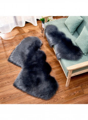 Soft Fluffy Heart Pattern Home Rug Black 90x180centimeter