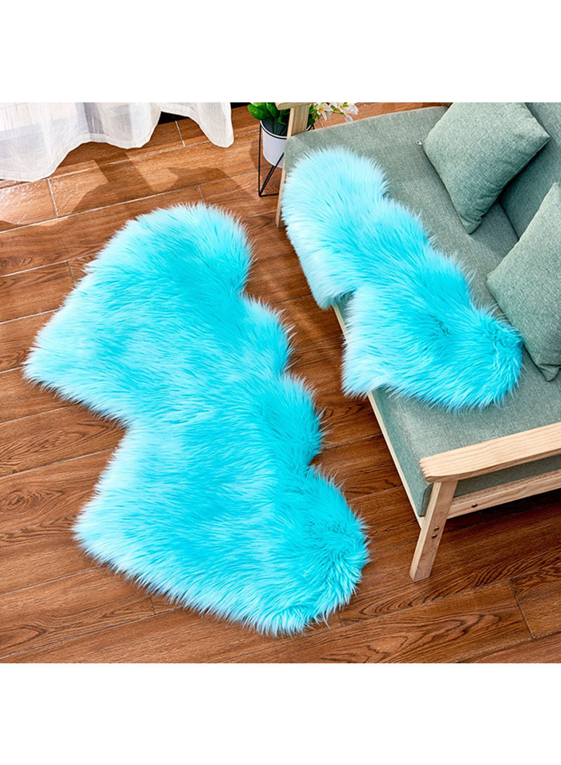 1-Piece Home Rug Heart Pattern Solid Color Supple Plush Floor Rug Blue 90X180centimeter