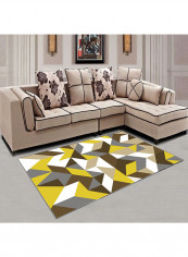 Patchwork Print Anti-Skidding Living Room Carpet Yellow/White/Grey 180x280centimeter