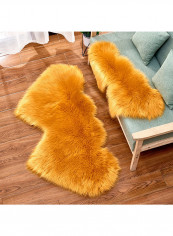 Soft Fluffy Heart Pattern Home Rug Gold 90x180centimeter