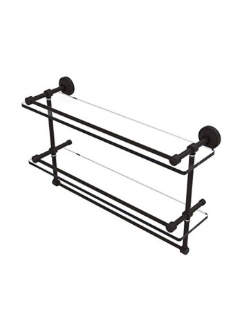 Double Gallery Towel Bar With Glass Shelf Black/Clear 22inch
