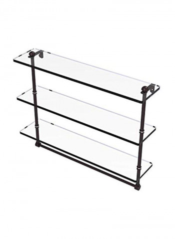 Triple Tiered Glass Shelf With Towel Bar Clear/Brown 16inch