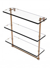Triple Tiered Integrated Towel Bar Glass Shelf Brown/Clear 16x5inch
