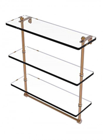 Triple Tiered Integrated Towel Bar Glass Shelf Brown/Clear 16x5inch