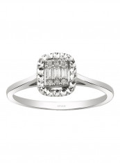 18 Karat White Gold Stone Studded Ring Clear/Silver