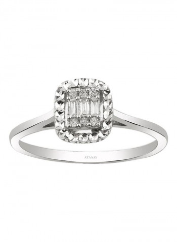 18 Karat White Gold Stone Studded Ring Clear/Silver