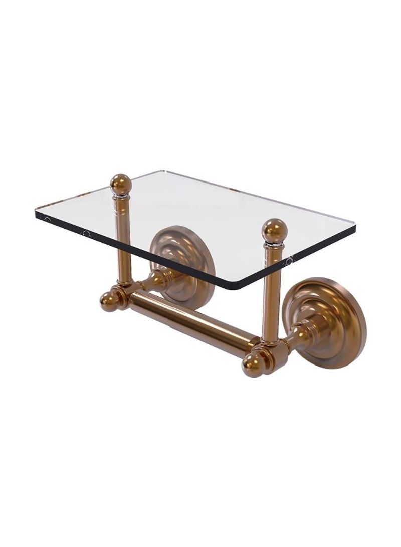 Toilet Paper Holder With Glass Shelf Clear/Gold 9.7x6x5inch