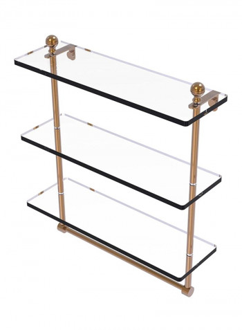 Triple Tiered Integrated Towel Bar Glass Shelf Clear/Gold 16inch