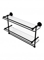 Gallery Double Towel Bar Glass Shelf Matte Black/Clear 22inch