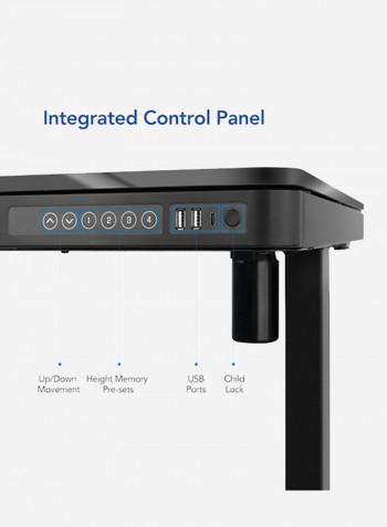 Standing Desk I Electric Height Adjustable Glass Desk with single motor Black