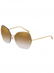 Women's rimless GOLD Sunglasses with dark/light brown gradient lenses - Lens Size: 64 mm